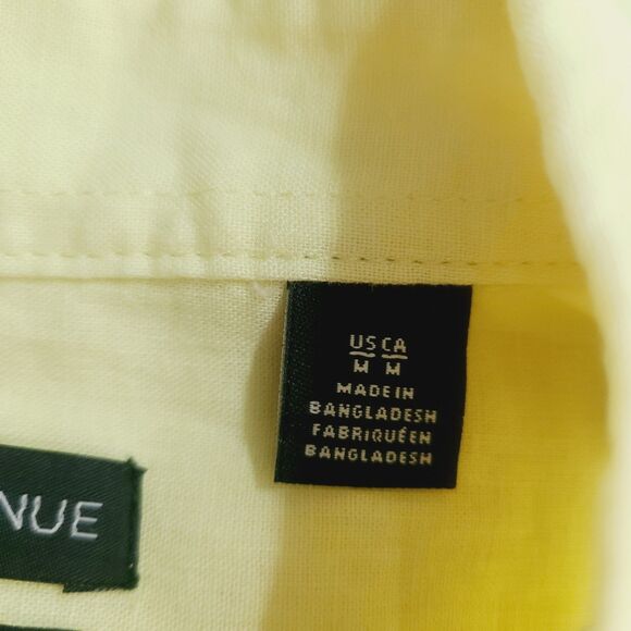 NEW Saks Fifth‎ Avenue Top M Yellow Linen Blend Button Front Collared Shirt - Picture 7 of 11